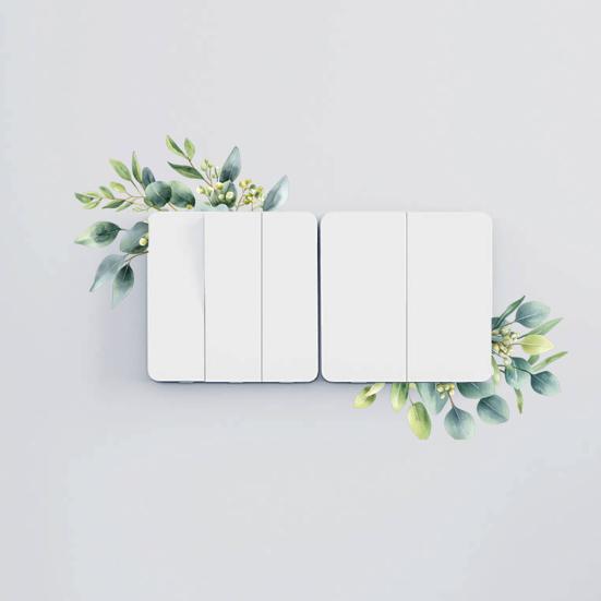 Light Switch Decal Green Leaf Vinyl Stickers Plant Leaf Design Waterproof