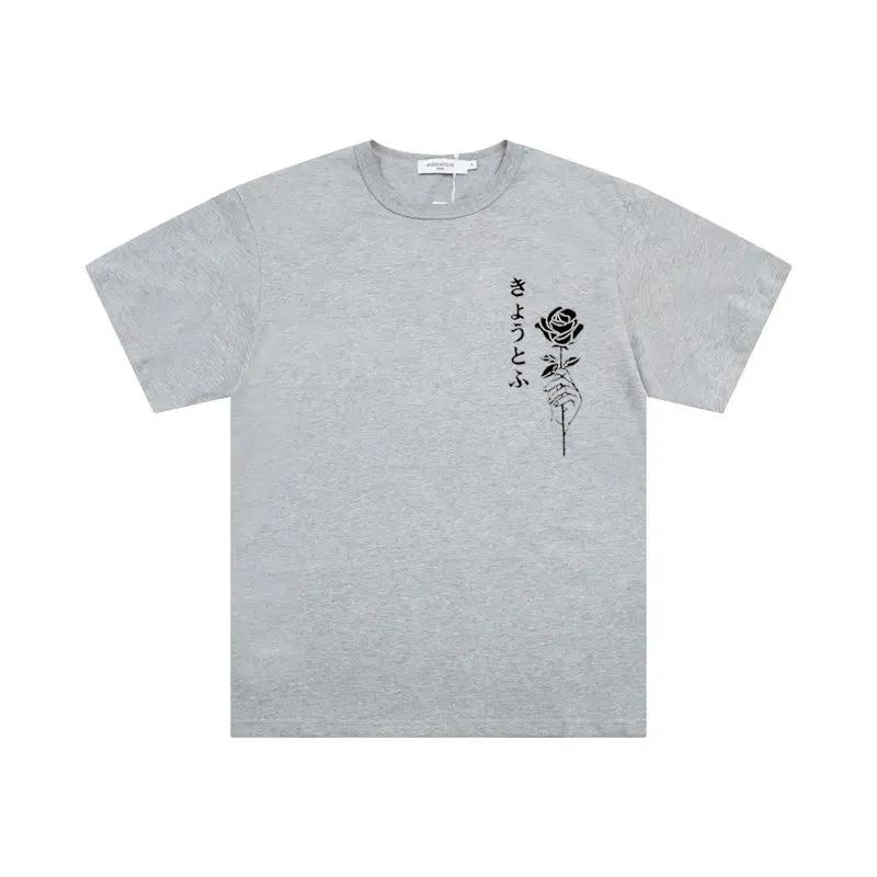 Japan Letter Rose Graphic Men's Short Sleeve Tshirt Summer Oversized Casual O-neck Top Sport Breathable Cotton Streetwear Tshirt