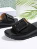 Korean simple solid color square buckle wedge slippers women wear new women's shoes Bohemian one-word slippers