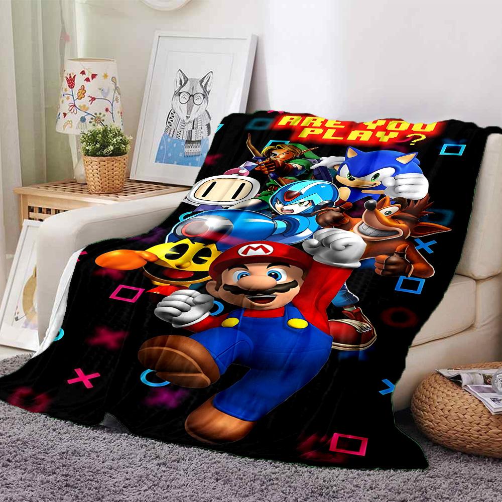 Video Game Characters Flannel Blanket Super Soft Warm Cozy Blanket For Sofa Bed Office Travel Allseason Home Decor Gift