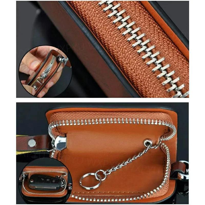 CLVN6 1Pcs Leather Wood Grain Car Key Cover Keychain Case For Ford ST Line Focus X 2 3 Mondeo Fiesta Kuga MK2 MK3 MK4 Auto Accessories