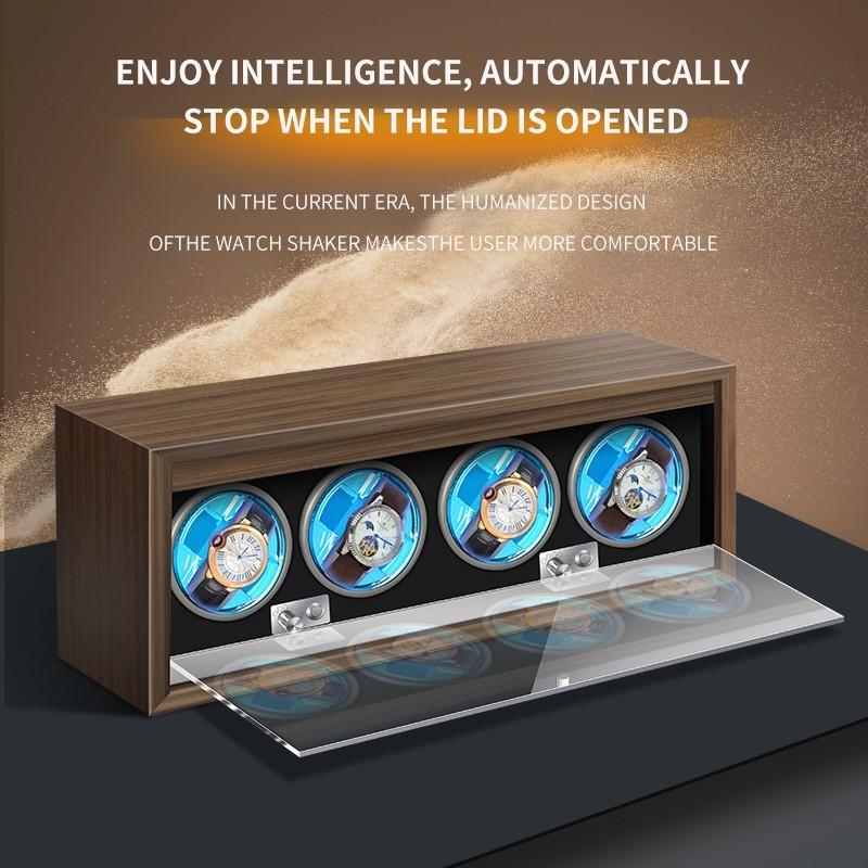 High-End 1 2 3 4 Slot 5-speed Automatic Watches Box Adjustable Watch Cabinet Clock Storage Box Luxury Wood Watch Winder
