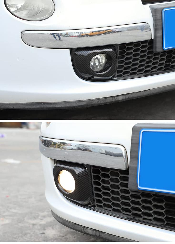 Hcilloend Fog Light Front Fog Light Trim Protective Covers for New Fiat 500 ABS Decorative Exterior Custom Set Fiber Covers, Rings, (2011-2019),