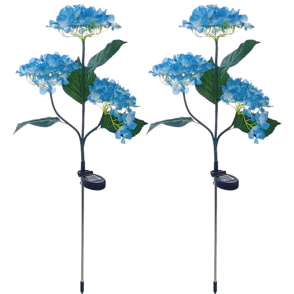 3 Heads Hydrangea Ground Light Waterproof LED Solar Lawn Decorative Lights Adjustable Iron Wire Simulated Bendable for Courtyard