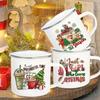 Sweet Christmas Cookies Latte Printed Coffee Cup Enamel Hot Cocoa Chocolate Mug Juice Milk Mugs Party Decorations Holiday Gift