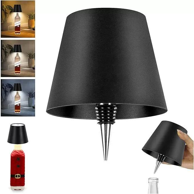 Wireless Bottle Lamp 3-Color Touch Control with Stepless Dimming, Perfect Fit for Wine Bottles, Replaces Traditional Wine Corks