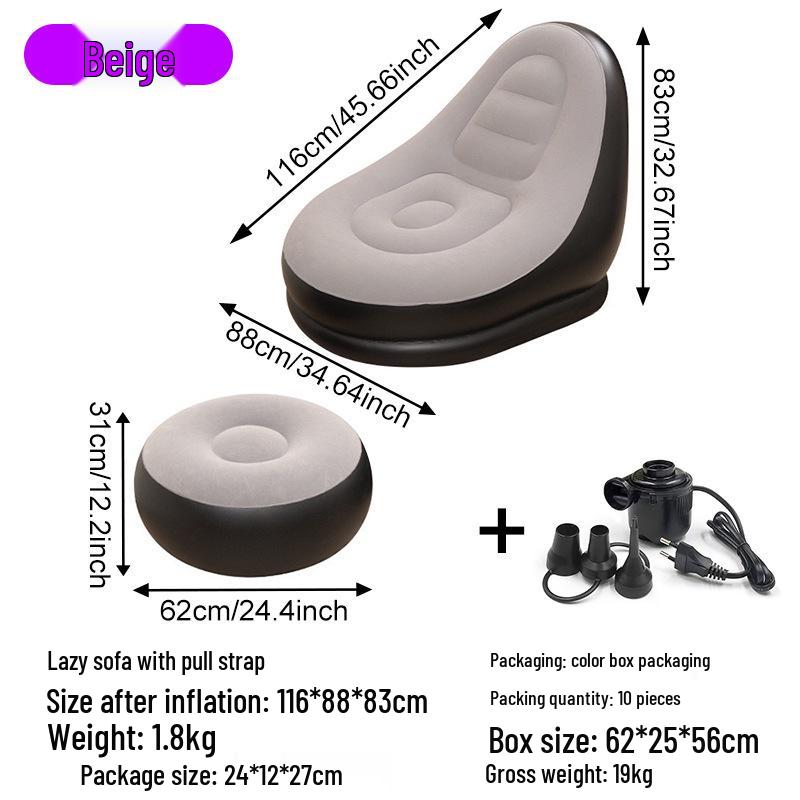 Inflatable Flocking Lazy Sofa Seat for Living Room