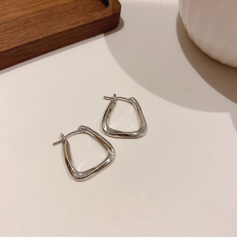 Silver Needle Diamond-set Geometric Circle Earrings Temperament Light Luxury High-end Earrings Personalized Design Cold Wind Earrings Wholesale