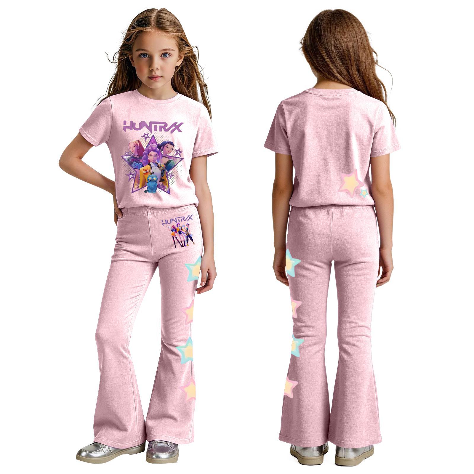 

Комплект одежды для новорожденных девочек и мальчиков, свободная футболка с принтом и штаны 140 розовый