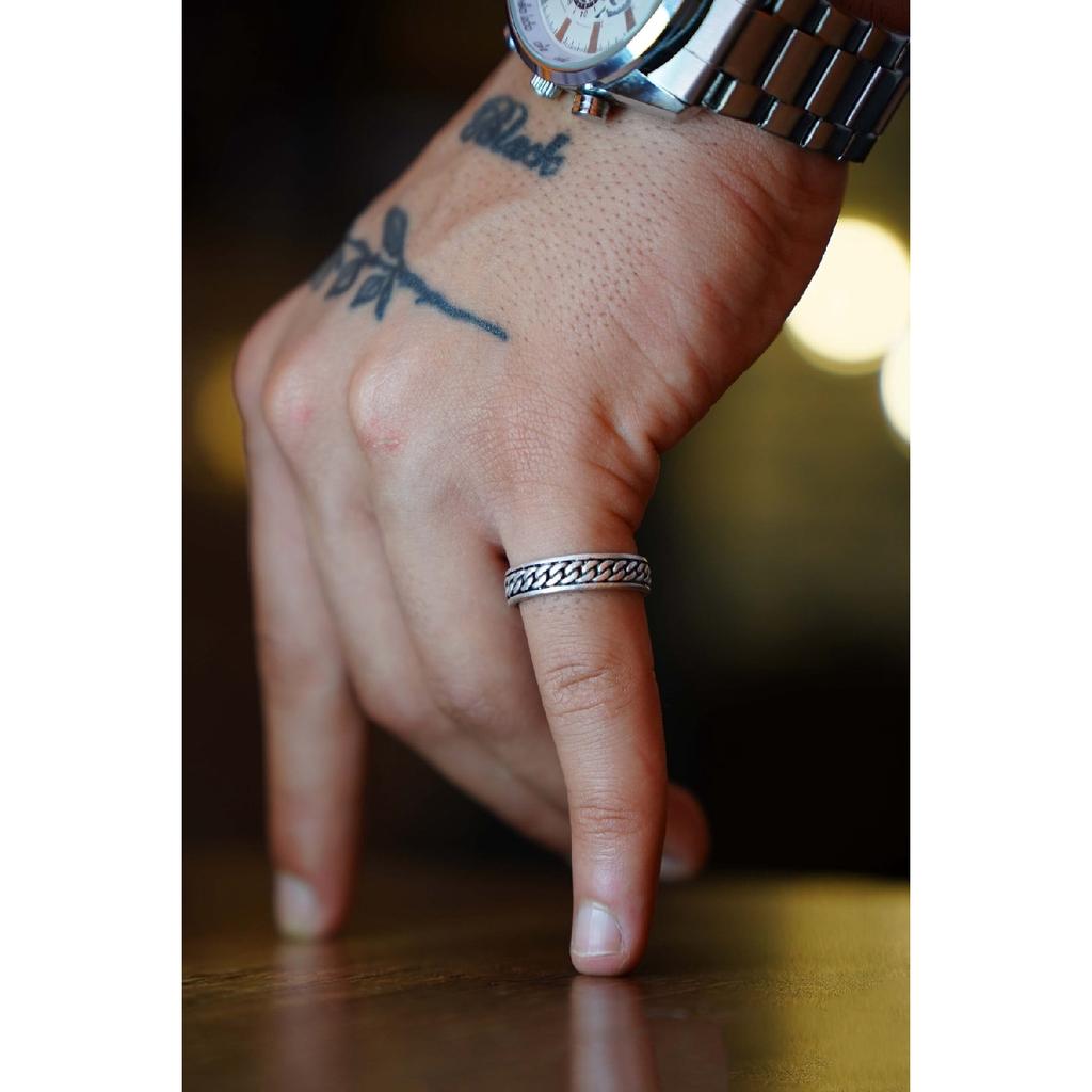 Ketten-Ehering-Modell, Unisex, verstellbar, versilberter Ring