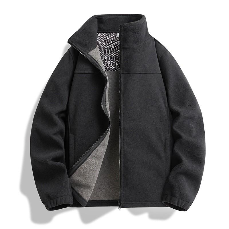 Unisex Fleece Jacket Winter Warm Outerwear Oversized Fit Soft Brushed Polar Hoodless Coat