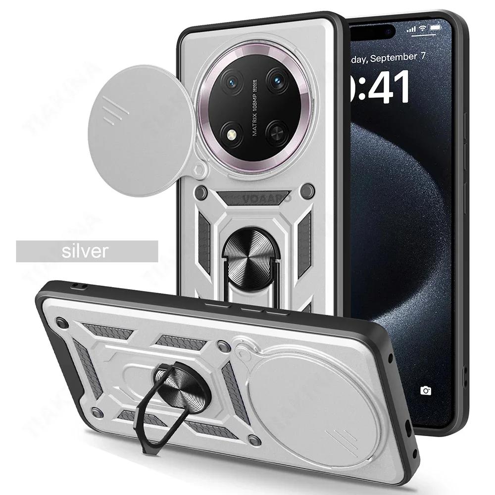 Slide Lens Armor Funda for Realme C61 4G India Case Magnetic Ring Stand Holder Cover for Realme Note 60 Narzo N61 4G Global Case