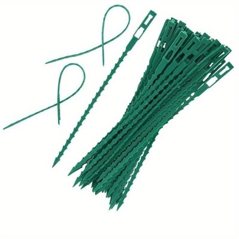 100pcs Green Fishbone Tie, Garden Climbing Vine Plant Fixing Buckle, Gardening Accessories Binding Wire Binding Strap