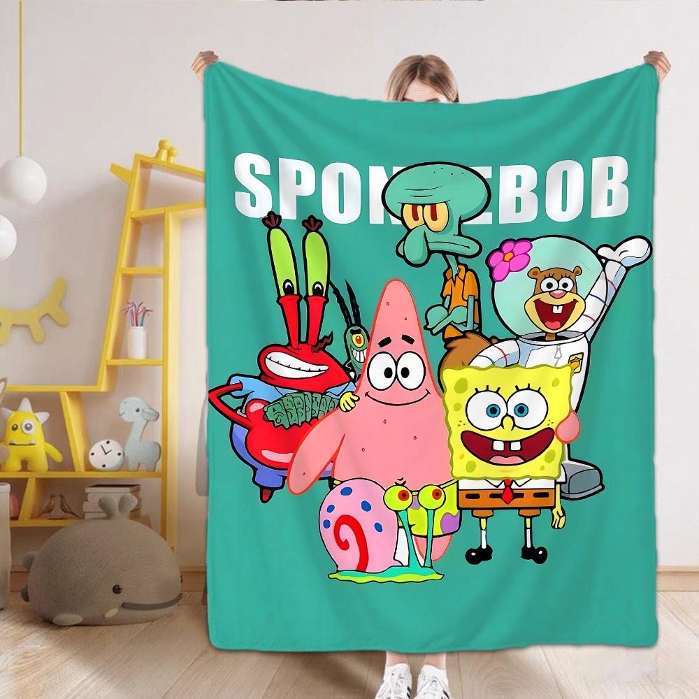 Throw Blankets for Beds Kawaii S-Spongebob All year Blanket Bedspread on the Bed Bedspreads and Coverlets Camping Anime Sofa Nap