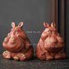 1PCS Creativity Purple Clay Tea Pet Handmade Hippo Statue Ornaments Desktop Crafts Chinese Tea Set Decoration Accessories