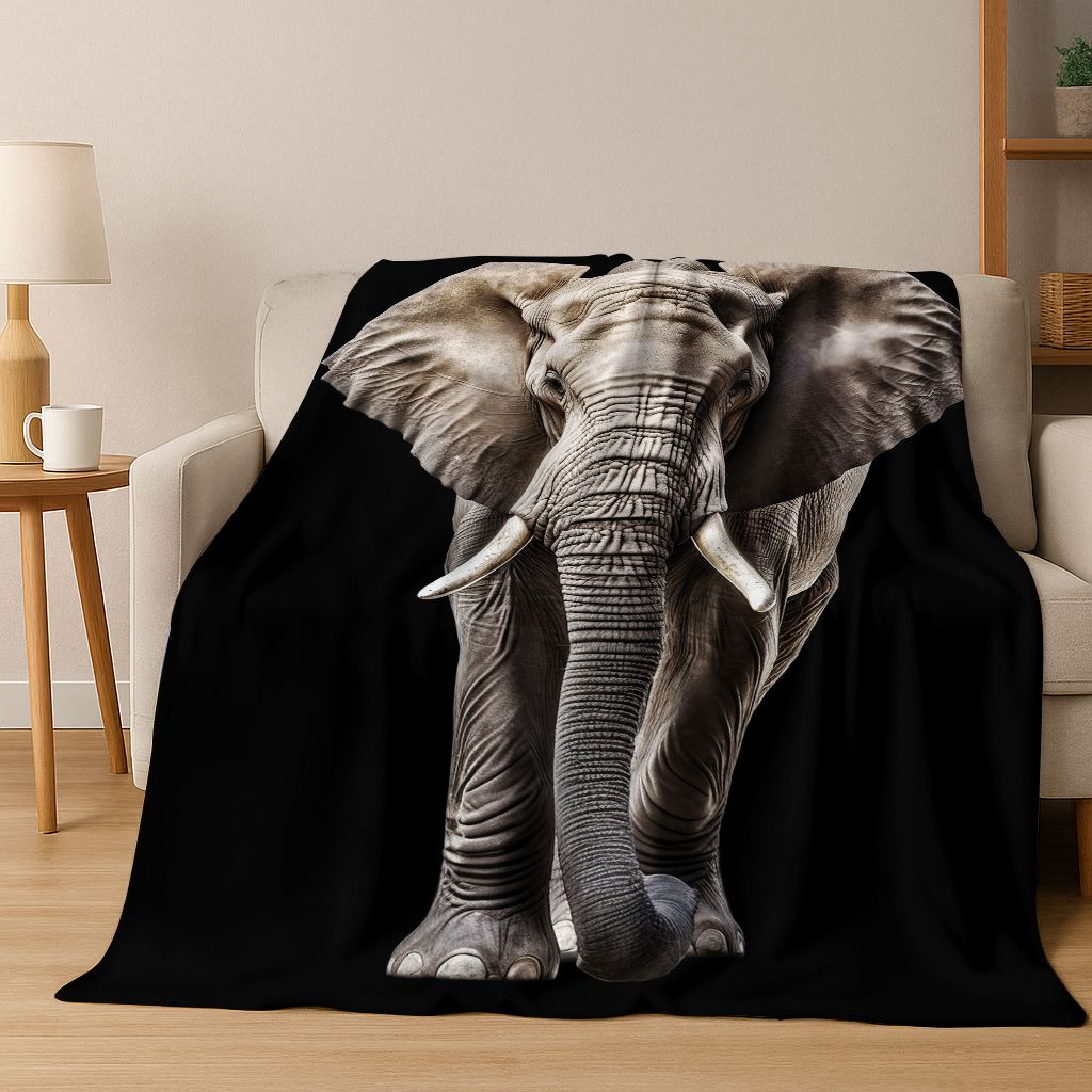 26 Style Wisdom Elephant Cartoon Flannel Blanket,Cozy Soft Throw Blanket for Home Bedroom Bed Sofa Picnic Office Cover Gift Kids