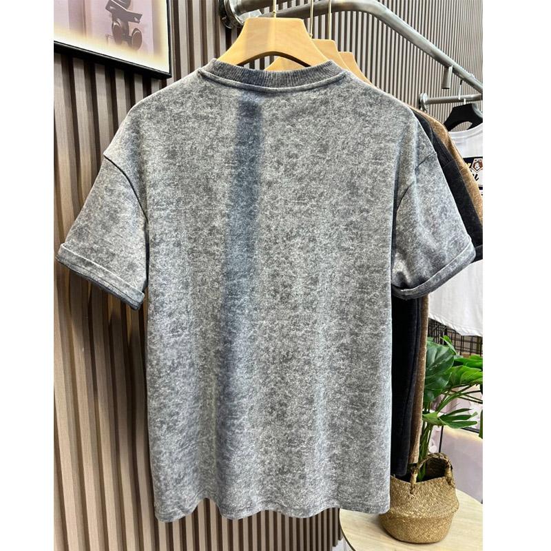 Sommer Motorrad Druck Kurzarm T-Shirt Herren Amerikanisch Retro Rundhals Locker Lässig Vielseitig Mode Männliches Oberteil