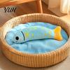 Bite Resistant Cat Fish Catnip Toy, Squeaky Linen Chew Safe Zipperless Kicker Kitten Toy for Indoor Cats Biting Kicking Boredom Relief Realistic Shape