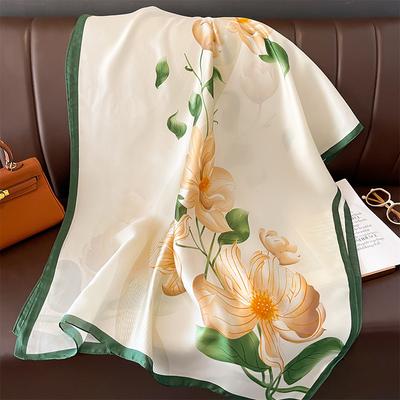 Design Satin Silk Shawl Hijab Scarf Women Fashion Summer Sunscreen Beach Stole Wraps Bufanda Female Headkerchief Echarpe