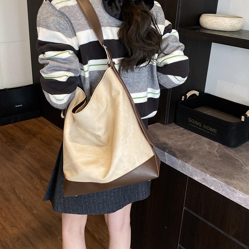 Large Capacity Casual New 2025 Summer Simple PU Texture Retro New Fashion Single Shoulder Tote Bag Women's Bag