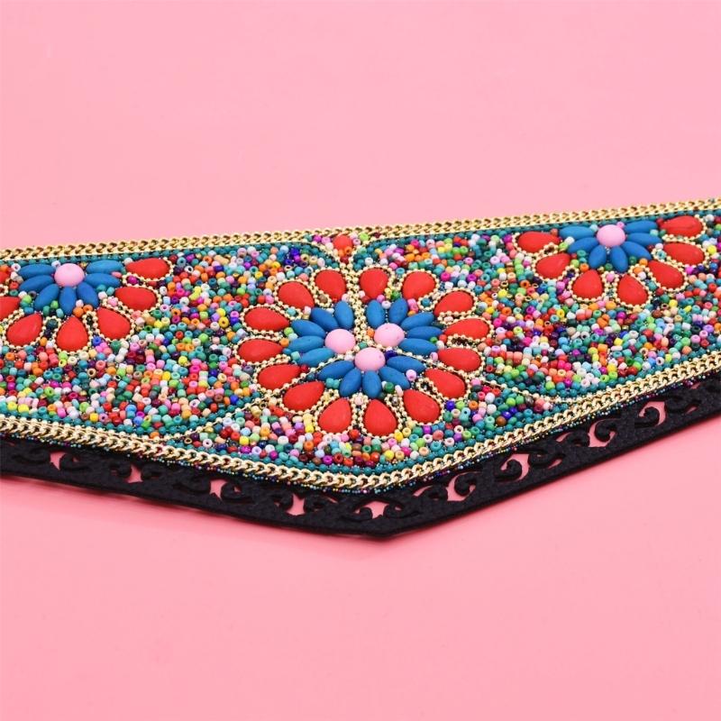 Bohemian Multicolored Beaded Belt Handwoven Adjustable Waistband For Women Ethnic Style Festival Accessory