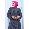 Ruffle Detailed Floral Viscose Dress Tsd240614 Black