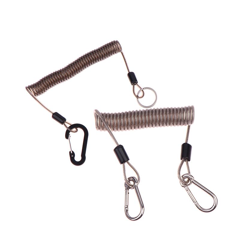 Verstärktes Lanyard zum Spinnfischen 49 Litzen Stahldraht verdrilltes Halteband 1,5-3M Teleskopische Ausrüstungssicherung mit Karabinern