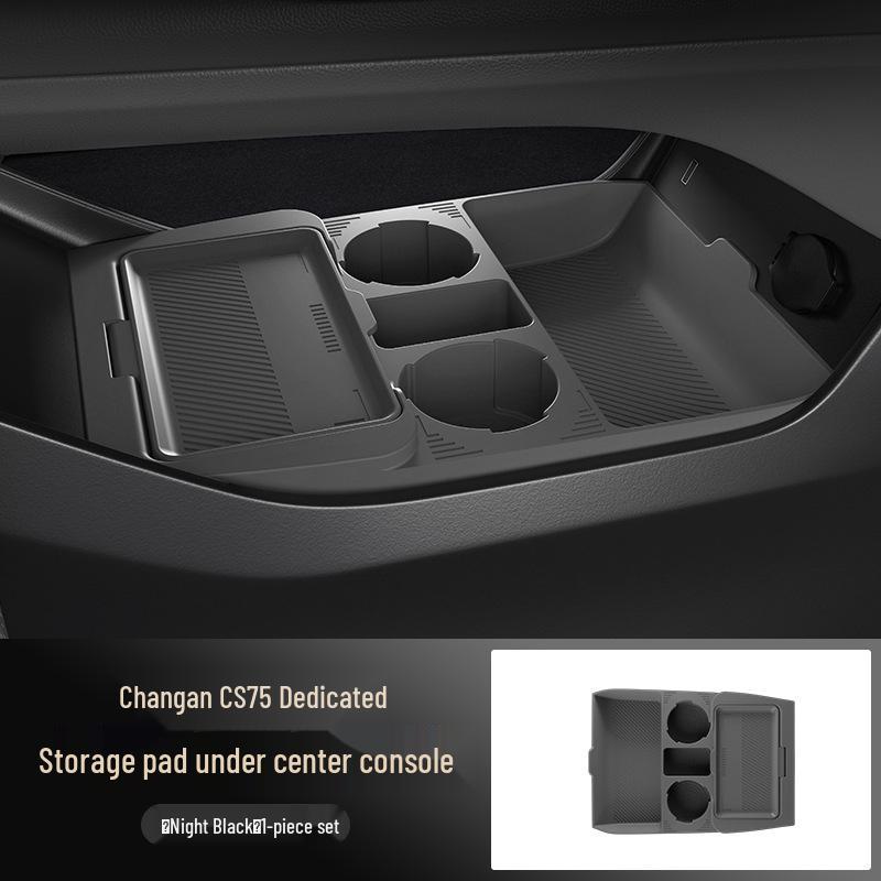 Compatible with silicone storage boxes, eyeglass cases, and accessories under the center console for 25 Changan CS75 models.