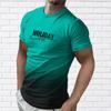 New Summer Men's Fashion T-shirt Personalized Gradient Letters Printed Men's T-shirt Top