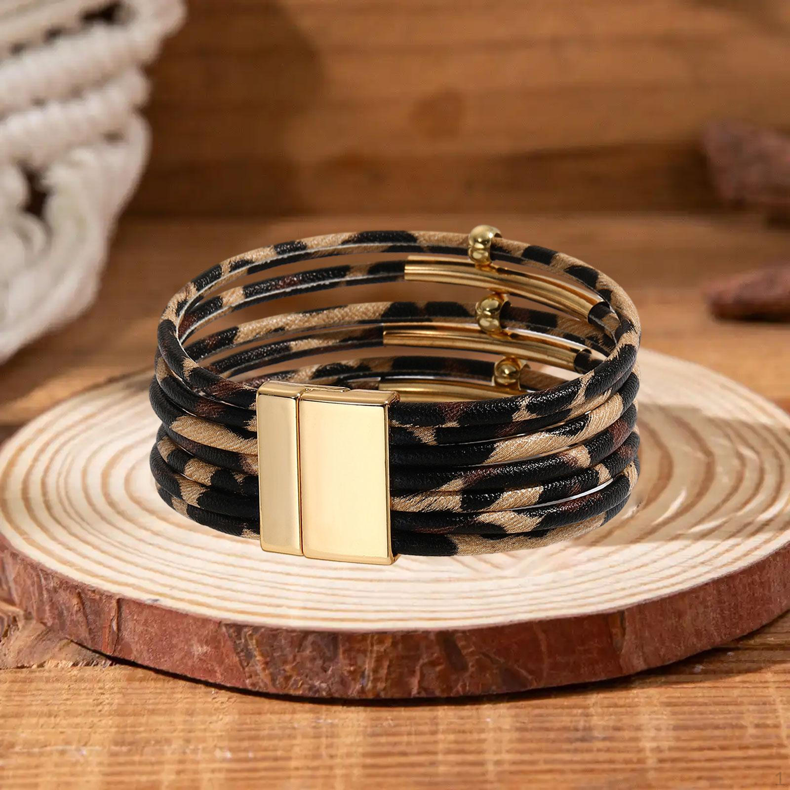 

Leopard Print Bracelet for Women – Fashionable Gift, Versatile Accessory, Multi-layered Leopard Coffee