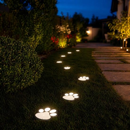 Yousheng Dog Paw Solar Light, Cute Paw Garden Pathway Light, Waterproof Solar Outdoor In-Ground Light for Pet Lovers Patio Lawn