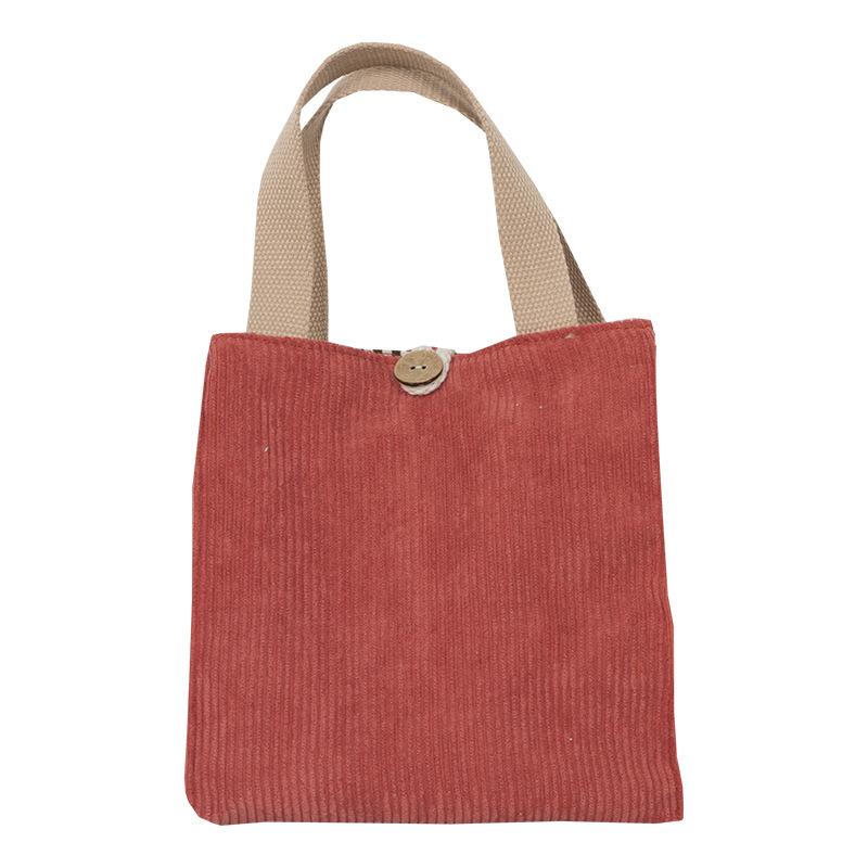 Lunch Bag Corduroy Canvas Lunch Box Picnic Tote Cotton Cloth Small Handbag Pouch Dinner Container Food Storage Bags for Ladies