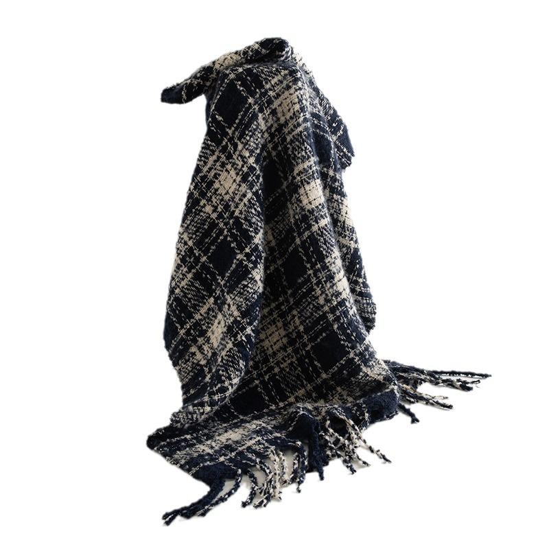 New Scarf for Women High end Autumn and Winter Korean Version Versatile Plaid Thickened Student Couple Imitation Cashmere Scarf