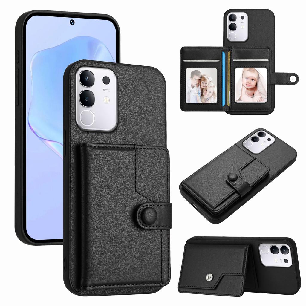 For vivo T4x 5G/vivo Y300t 5G/vivo iQOO Z10x 5G/vivo Y29 4G Case RFID Blocking Card Holder Kickstand TPU + PU Leather Phone Back Cover
