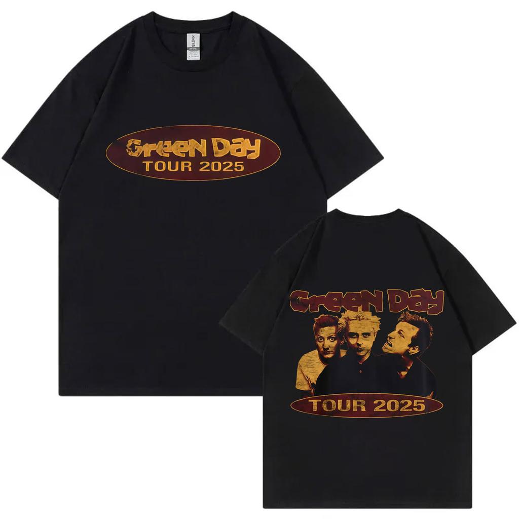 Rock Band Green Day Tour 2025 Graphic T Shirts Fashion Vintage Short Sleeve Tshirt Men Women Casual Cotton Tshirts Streetwear