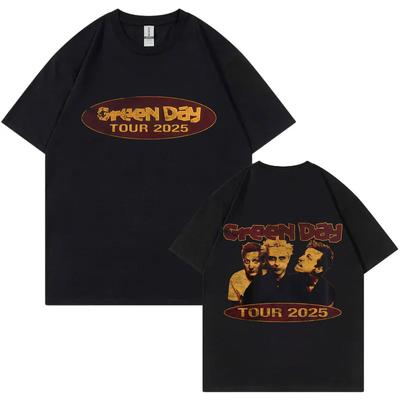 Rock Band Green Day Tour 2025 Graphic T Shirts Fashion Vintage Short Sleeve Tshirt Men Women Casual Cotton Tshirts Streetwear