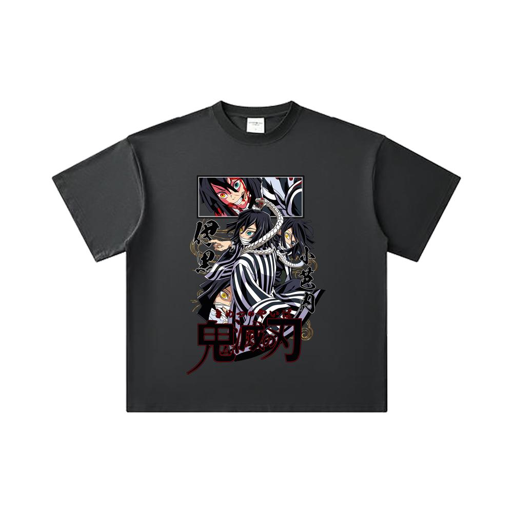 260 GSM Double Yarn 32 Count 100% Cotton Demon Slayer V95 Iguro Print Unisex Heavy Cotton T Shirt