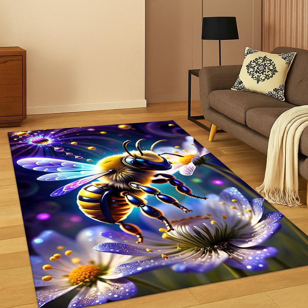 3D Insect Cartoon Bee Cute Carpet Rug Mat for Home Bedroom Living Room Sofa Doormat Kitchen Decor,Kid Play Non-slip Area Rug