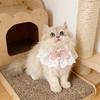Pearl Bow Lace Pet Scarf, Checkered Adjustable Collar for Cats & Dogs, Party Photo Accessory