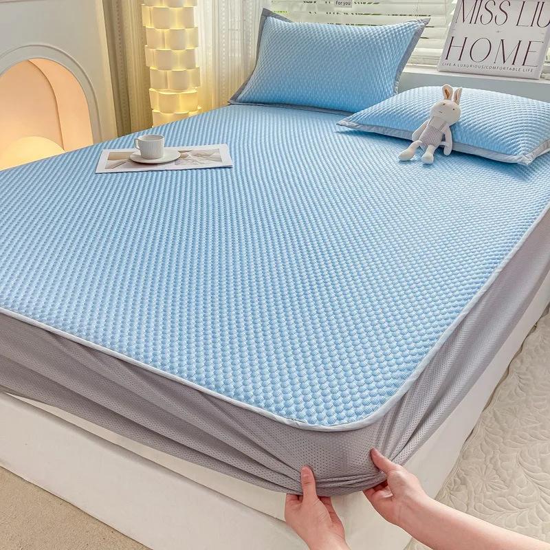 Summer Latex Summer Mat Kit Cooling Feel Bed Pad and Pillowcase Cold Sleeping Bed Mat for Summer Breathable Folding Cool Mat