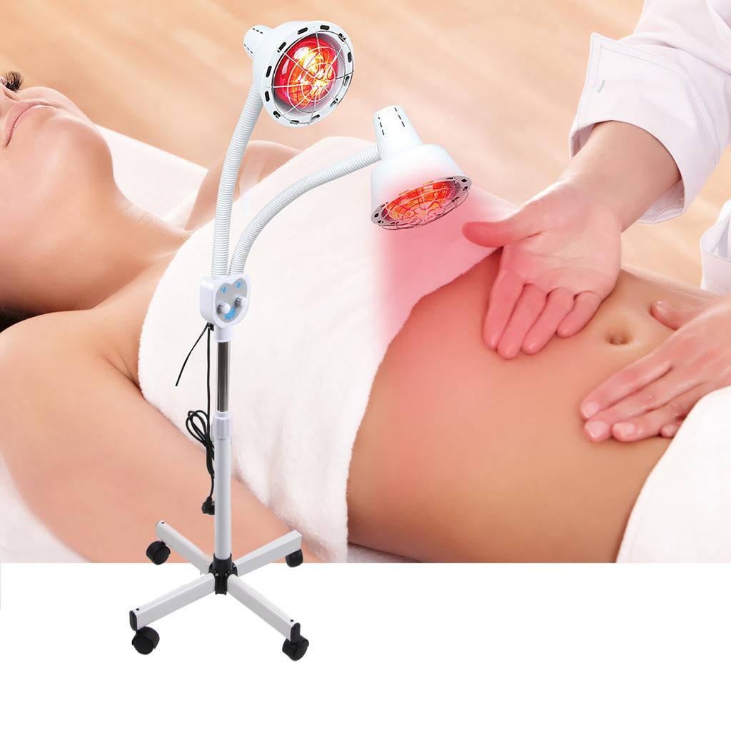 Portable Double Head Adjustable Temperature Floor Heating Therapy Lamp for Home Beauty SalonEU Plug