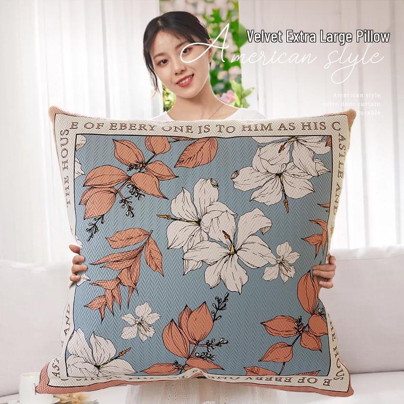 American Retro Sofa Bed Backrest - Large, Super Soft Throw Pillow with High-End Pillowcase (Core Not Included)