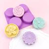 4-Cavity Round Flower Silicone Mold