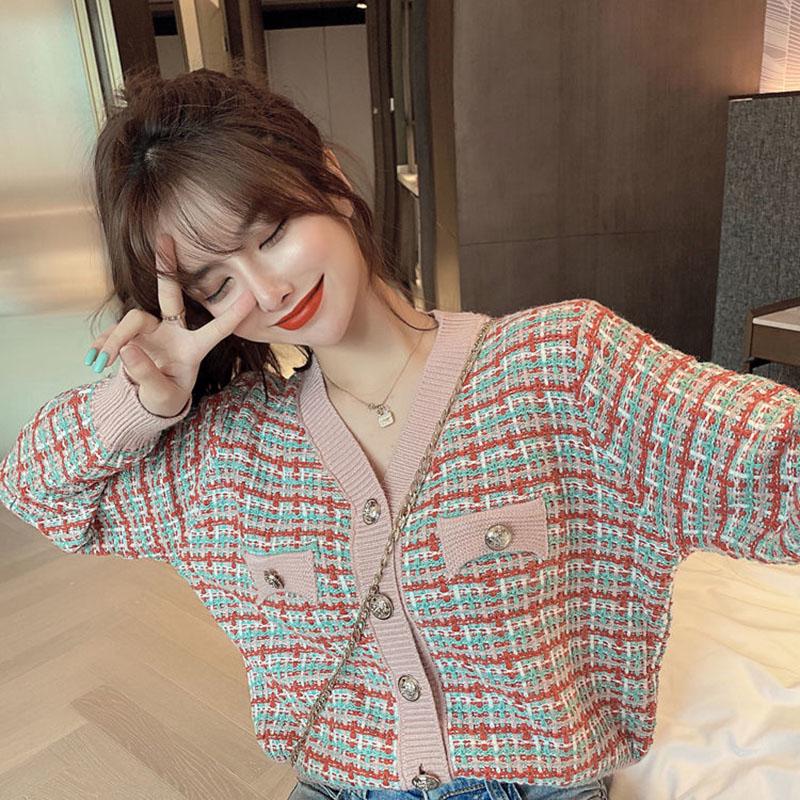 Autumn Knitted Sweater Fashion Casual Loose Jacket Long Sleeve Short Young Women Top