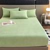 WOSTAR Winter warm milk velvet fitted sheet elastic mattress protector cover thermal thick bed linens 150x190 bedding king size