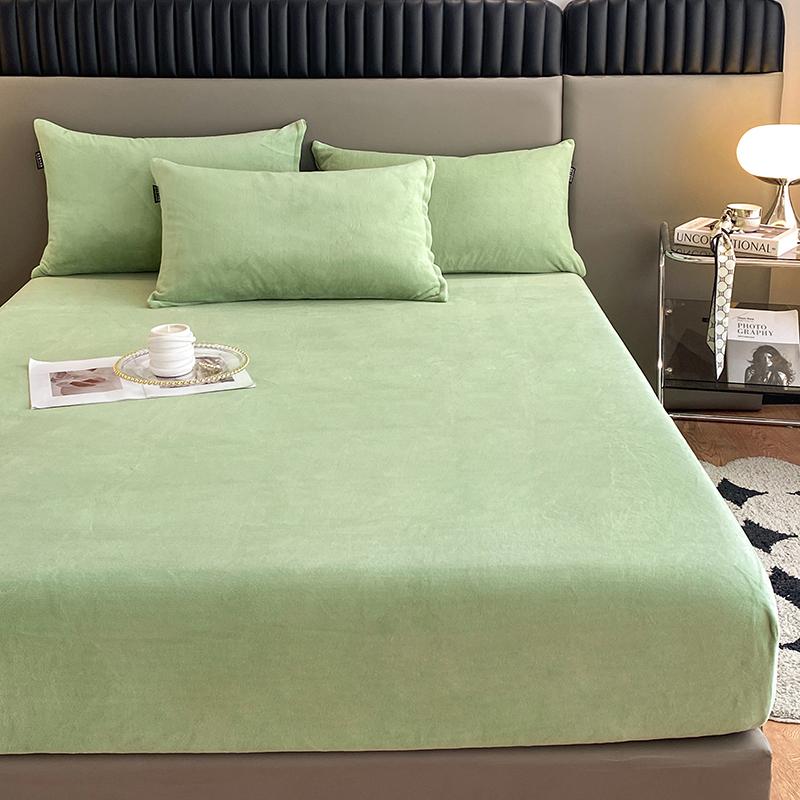 WOSTAR Winter warm milk velvet fitted sheet elastic mattress protector cover thermal thick bed linens 150x190 bedding king size
