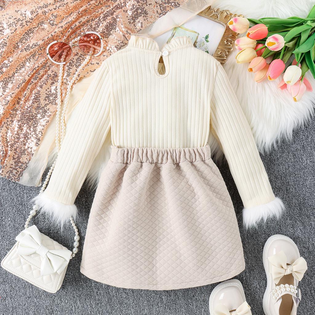 Girls' Set Autumn and Winter Children's Sleeve Top and Bow Short Skirt Two-piece Set