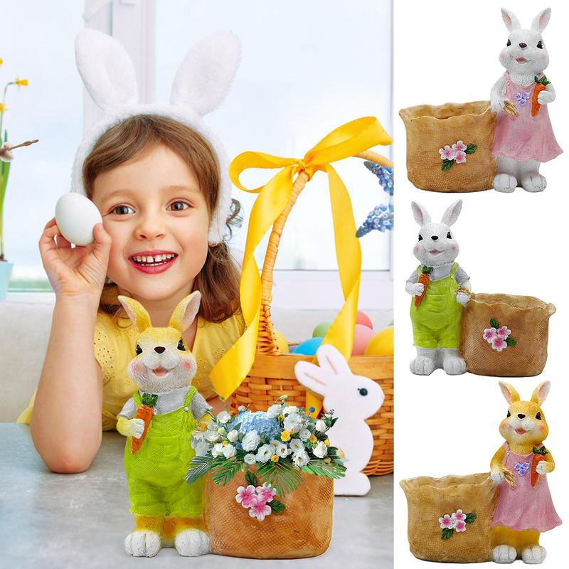 Niedlicher Hase Sukkulenten Blumentopf Garten Grünpflanze Harz Blumentopf Ostern Dekorative Pflanzgefäße Für Hof Balkon Dekor