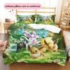 Eevee Pattern Bedding Quilt Set  Home Decoration  Gift (1 * duvet cover + 2 * pillowcase  without core)