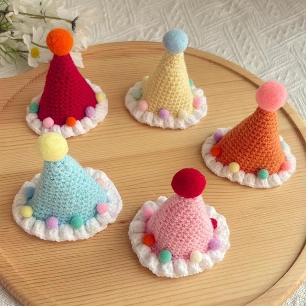 2pcs Handmade Dog Neck Set Photo Decoration Dog Neck Accessories Soft Pet Birthday Hat